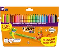 BIC Kids - Kid Couleur Rotuladores Punta Media, 24 Count (Pack of 1), Pack especial, Colores Surtidos