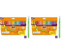 BIC Kids - Kid Couleur Rotuladores Punta Media, 24 Count (Pack of 1), Pack especial, Colores Surtidos (Paquete de 2)