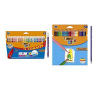 BIC Kids Kid Couleur rotuladores punta media - surtidos + Kids Tropicolors Lápices de (2,9mm) - Surtidos, Blíster de 24 Unidades