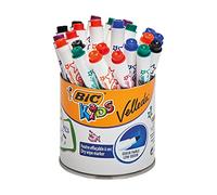 BIC Kids Mini Velleda - Rotuladores Pizarra Blanca Punta Fina, Pote de 24 unidades, Colores Surtidos