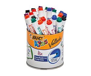BIC Kids Mini Velleda - Rotuladores Pizarra Blanca Punta Fina, Pote de 24 unidades, Colores Surtidos