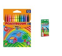 BIC Kids Plastidecor - Pack de 12 ceras para colorear + Alpino 654 - Lápices de colores