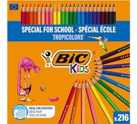 BIC Kids Tropicolors Lápices de Colores- Colores Surtidos, Pack Escolar de 216