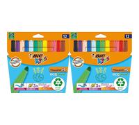 Bic Kids Visacolor XL ECOlutions Colouring Pens,black,24 Pack 1 count (Pack of 2