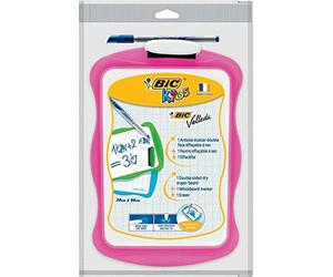 BIC Lot de 12 Ardoises Ergo effaçable 20 x 31 cm Double face Unie/Séyes + feutre + Brosse