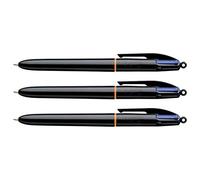 BIC - Lote de 3 bolígrafos de 4 Coloreos Pro, color negro 4 colores clásicos