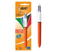BIC - Lote de 3 bolígrafos de bola, 4 colores, punta fina, 4 colores clásicos