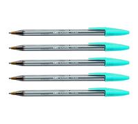 BIC - Lote de 5 bolígrafos cristal Fun 1,6 PTE Large tinta turquesa