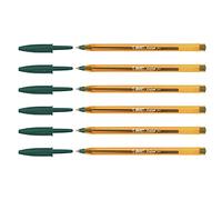 BIC - Lote de 6 bolígrafos bolígrafo 'cristal' naranja punta fina verde