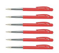 BIC - Lote de 6 bolígrafos retráctiles M10 Clic de punta media, color rojo