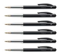 BIC Lote de 6 bolígrafos retráctiles, M10, punta media, 1 mm, color negro