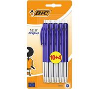 Bic M10 - Bolígrafos de punta de bola retráctil, punta mediana, 14 unidades, color azul