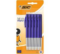 BIC M10 - Bolígrafos medianos (1 paquete con 10 unidades), color azul