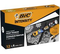 BIC Marcador permanente Intensity, punta ojival, 4,5 mm, pack de 12 marcadores, color blanco