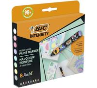BIC Marcador permanente Intensity, punta ojival, 4,5 mm, pack de 8 marcadores, 8 colores pastel