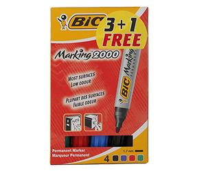 BIC Marking 2000 Pack de 4 rotuladores permanentes (negro, rojo, verde, azul)