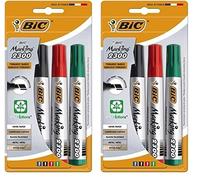 BIC Marking 2300 ECOlutions marcadores permanentes punta biselada - colores Surtidos, Blíster de 4 unidades (Paquete de 2)