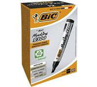 BIC Marking 2300 ECOlutions - Caja de 12 unidades, marcadores permanentes punta media biselada, color negro