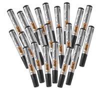 BIC Marking 2300 - Rotulador permanente de plástico duradero negro, punta de cincel de tinta gruesa de larga duración para etiquetado de oficina, escuela y almacén, paquete de 24