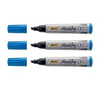 BIC Marking 2300 ECOlutions Marcadores Permanentes de Punta Biselada Media - Azul, Caja de 12
