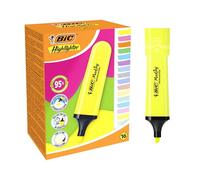 BIC Marking Flat Highlighter Pastel/Neon Subrayadores de Punta Biselada - Colores Surtidos, Caja de 16