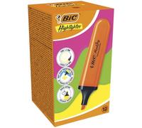 Marcador fluorescente BIC Highlighter Flat Neón naranja caja 12 unidades punta biselada