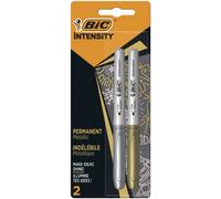 BIC Intensity - Rotuladores Permanentes Metálicos de Punta Media Cónica para todo tipo de superficies - Color Oro y Plata, Blíster de 2 Unidades