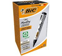 BIC Marking Rotuladores Permanentes, 2000 ECOlutions, Negro, Punta Media, Material Oficina, Caja de 12