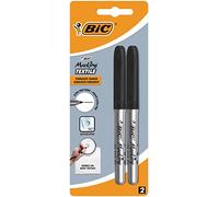 BIC Marking Ultra Fine Marcador Permanente Tejidos (0,6mm) - Negro, Blíster de 2 Unidades - Marcador de secado rápido