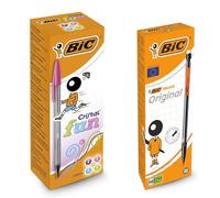 BIC Matic - Portaminas originales de 0,7 mm, color negro con borrador, bolígrafos BIC Cristal Fun con punta ancha (1,6 mm), paquete de 20 colores surtidos para uso escolar y de oficina