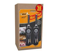 Bic - Megalighter - Encendedores multiusos (paquete de 4 unidades, 6 unidades, 20 unidades), color negro