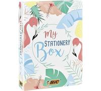 BIC My Stationery Box, Multipack de 28 Unidades para Regalo, 10 Rotuladores, 6 Bolígrafos, 4 Subrayadores, 1 Corrector de Cinta, 5 Rotuladores Permanentes, 2 Blocs de Notas Adhesivas y 1 Cuaderno A5.