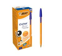 BIC Orange Bolígrafos, Azul, Óptimo para material escolar y de oficina,Original Fine, Punta Fina (0,8mm), Trazo Fino y Preciso, Caja de 20 Bolis