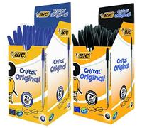 Bic - Pack 50 unidades bolígrafo Cristal color azul + 50 unidades bolígrafo Cristal color negro