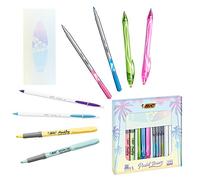 BIC Pastel Dream Kit - 3 Bolígrafos Gel-ocity Quick Dry/4 Rotuladores Intensity Medium/4 Marcadores Pastel/ 4 Bolígrafos/ 1 Cuaderno - Caja de Regalo con 16 uds.