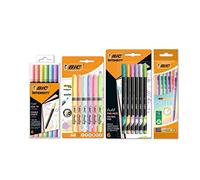 BIC Pastel Set de Escritorio con Rotuladores, Portaminas, Subrayadores y Rotuladores de Punta Fina - Tinta y Cuerpo de Colores Pastel Surtidos, Pack de 23
