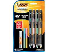 BIC Portaminas resistentes a la rotura con gomas de borrar, punta media n.º 2 (0.7 mm), paquete de 4 lápices para suministros escolares u oficina