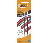 BIC - Recambio para bolígrafo (4 colores, punta media, 1 mm, funda de 2, tinta negra)