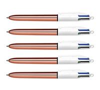 BIC Lote de 3 bolígrafos retráctiles, 4 colores, punta media, cuerpo rosa dorado (1)