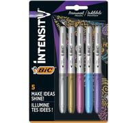 BIC Rotuladores permanentes metálicos, paquete de 5, variedad de colores metálicos, para superficies oscuras y claras, poco olor (varios modelos)