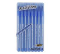 BIC Round Stic Bolígrafos de punta de bola, escritura media - azul - Paquete de 8 unidades