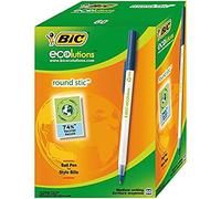 BIC Round Stic ECOlutions Bolígrafos de Punta Media (1,0 mm) - Azul, Caja de 60 unidades - Fabricados con un 74% de materiales reciclados (8932402)