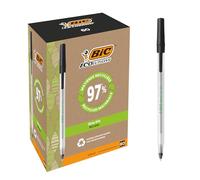 BIC Round Stic ECOlutions bolígrafos de punta media (1,0 mm) - Negro, Caja de 60 unidades