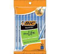 BIC Round Stic Xtra Life bolígrafos de punta de bola, punta mediana, color azul 10 Count