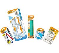 BIC Set Accesorios Colegio con 1 Compás de Aprendizaje, 3 Instrumentos de Trazado, 10 Lápices de Grafito, 1 Sacapuntas y 6 Gomas, Pack de 21