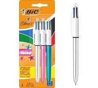 Bolígrafos de Tinta de Aceite Retráctil Bic 4 Colors Shine 9122751/ 3 unidades/ 4 Colores de Tinta/ Cuerpo Color Brillante