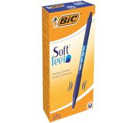 BIC Bolígrafos retráctiles Soft Feel – Agarre suave, punta media 1,0 mm – Azul, caja 12
