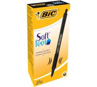 Bic Soft Feel Clic Grip - Bolígrafo de bola retráctil negro (trazo de 1 mm, 12 u