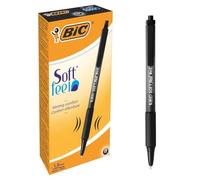 Bic Soft Feel Clic Grip - Bolígrafo de bola retráctil negro (trazo de 1 mm, 12 unidades)