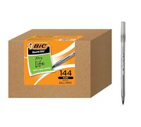 Bic Stic Xtra Life. Bolígrafo redondo, punta mediana, color negro 144 Count
